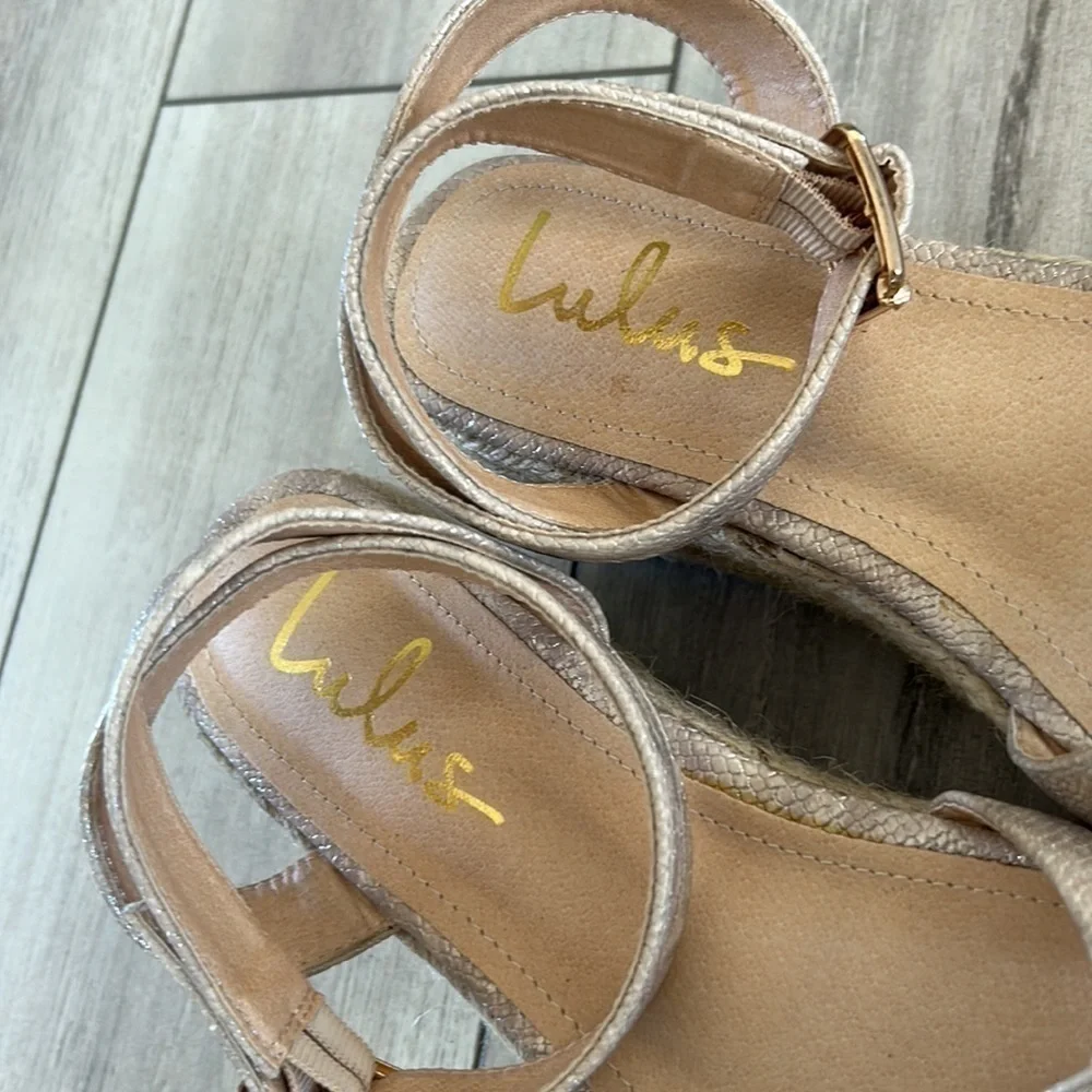 Lulus Cobi Beige Snake Espadrille Platform Sandals size 8.5 new